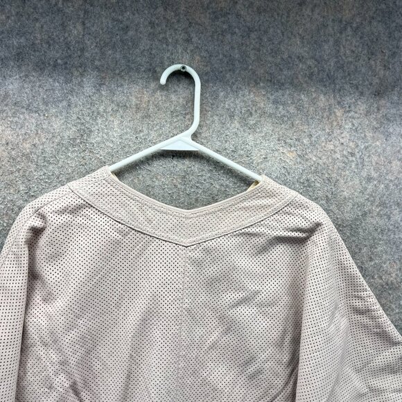 Tory Burch Dress Women Medium Beige Perforated Faux Leather V-Neck Short Sleeve - Picture 9 of 10